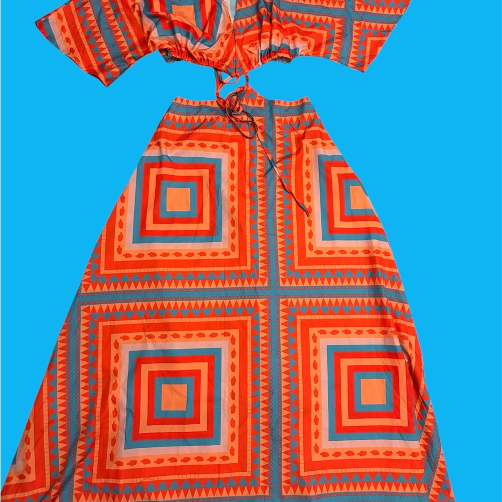 Asymmetrical Orange and Blue Dress